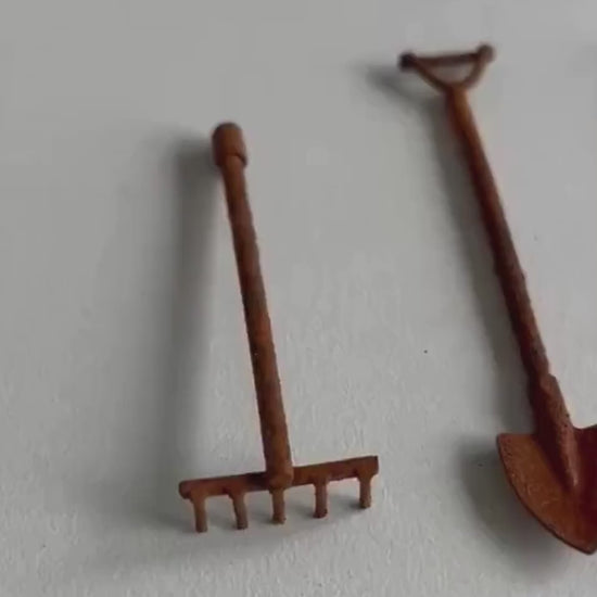 4 Piece Rusty Metal Miniature Tools Set