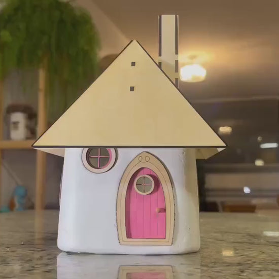 DIY Clay Fairy House Kit with Light - Air-Dry Cottage.