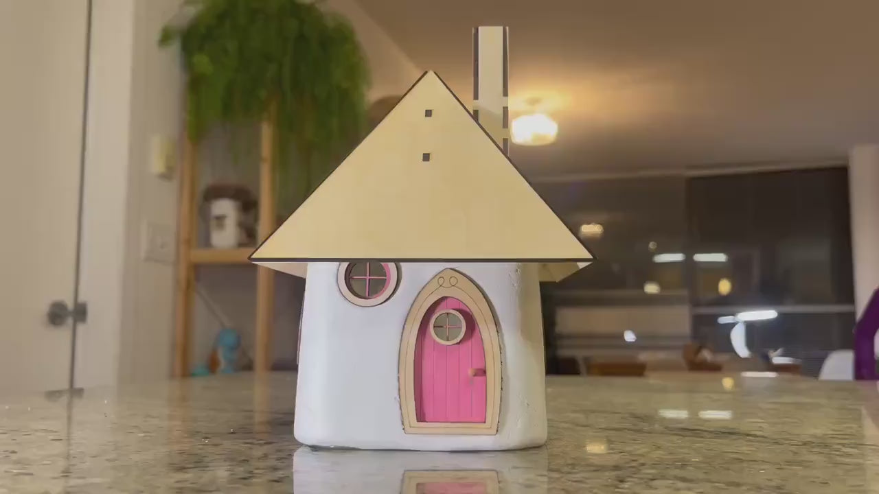 DIY Clay Fairy House Kit with Light - Air-Dry Cottage.