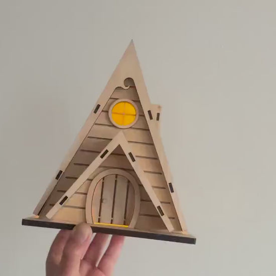 DIY Fairy House Kit - Wooden Fairy Garden House with Solar Roof - Ava