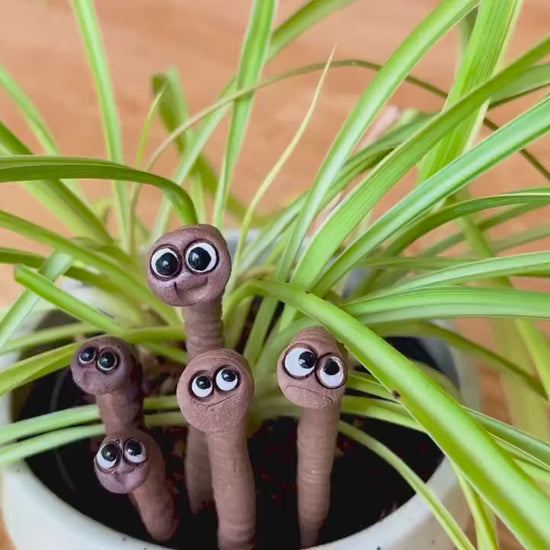 Handmade Clay Worm – Whimsical Fairy Garden Miniature