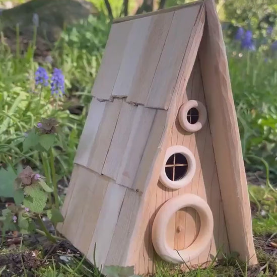 Outdoor A-Frame Fairy House - Handcrafted Fairy Garden Decor