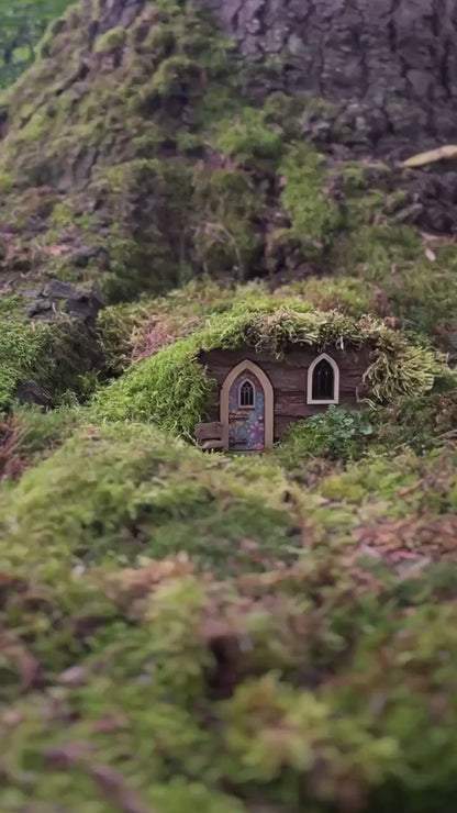 Handmade Fairy Door with Unicorn Print – Whimsical Miniature Decor for Fairy Gardens & Homes