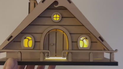 DIY Fairy House Kit - Wooden Fairy Garden House with Solar Roof - Ellie