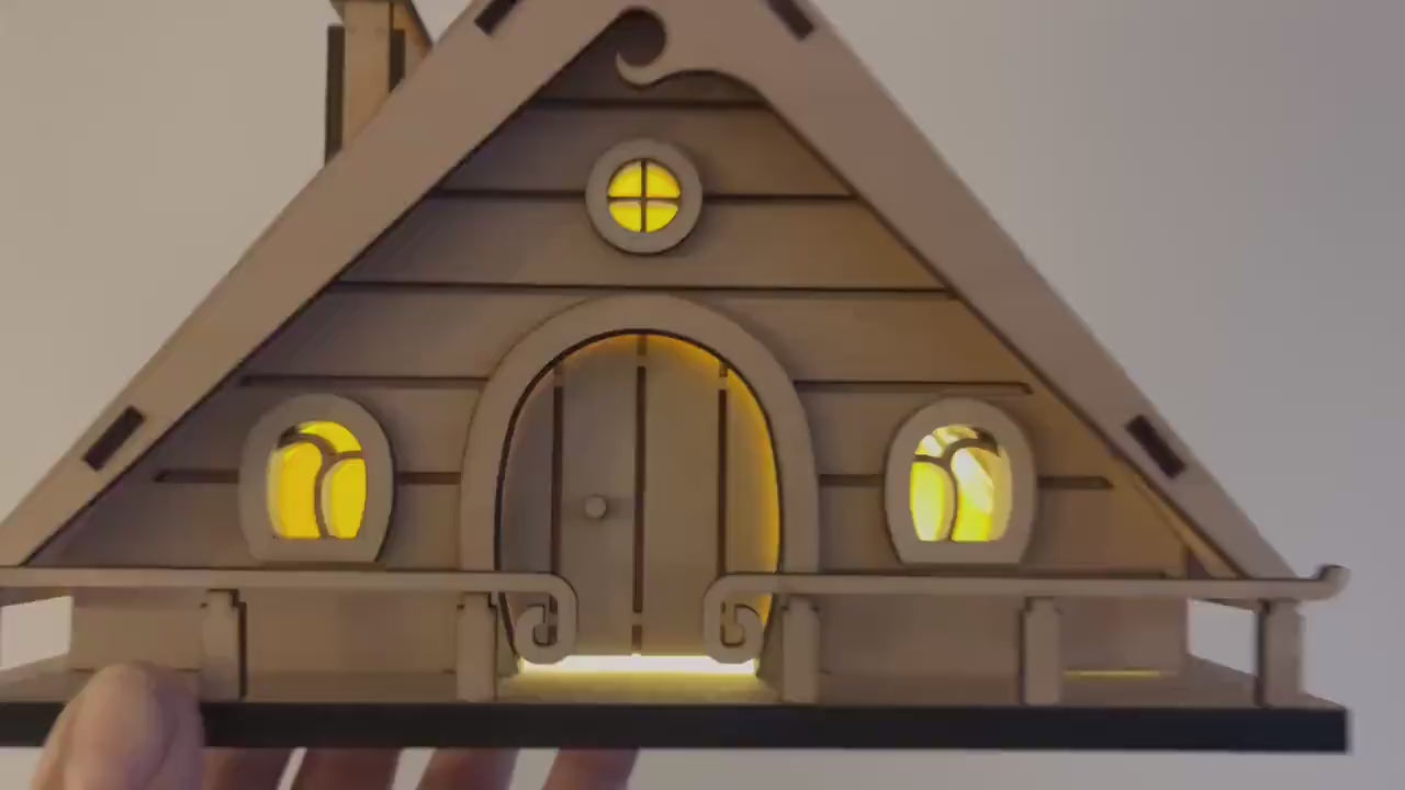 DIY Fairy House Kit - Wooden Fairy Garden House with Solar Roof - Ellie