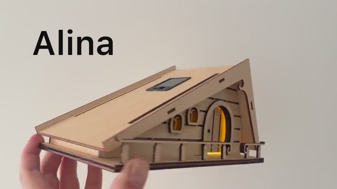 DIY Wooden Fairy House Kit with Solar Light (Alina)